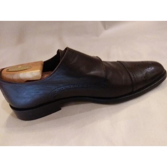 TO BOOT NEW YORK MENS DOUBLE MONK STRAP BROWN LEATHER SHOES 9.5 M Made In Italy main image 4